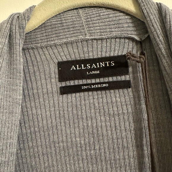 NWT - ALLSAINTS mode merino open cardigan - large - twilight blue - Picture 5 of 8